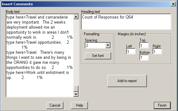 Count of Response - setup