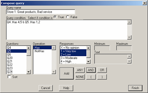 Compose queries dialog box